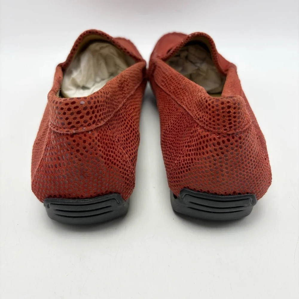 Vaneli Driving Loafer Women 8 M Red Leather Lizard Print Old Money Career Office